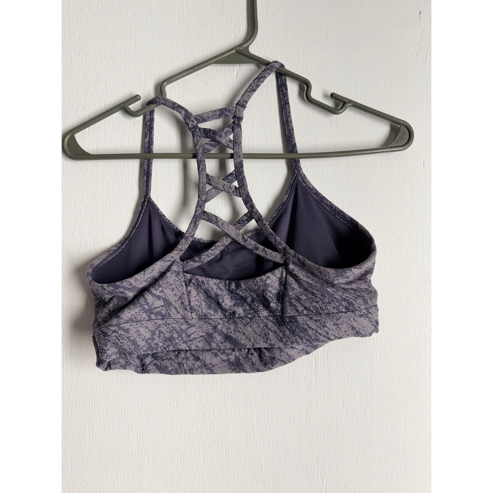 All in Motion Women Purple Marble Strappy Lattice Back Sports Bra Size Medium